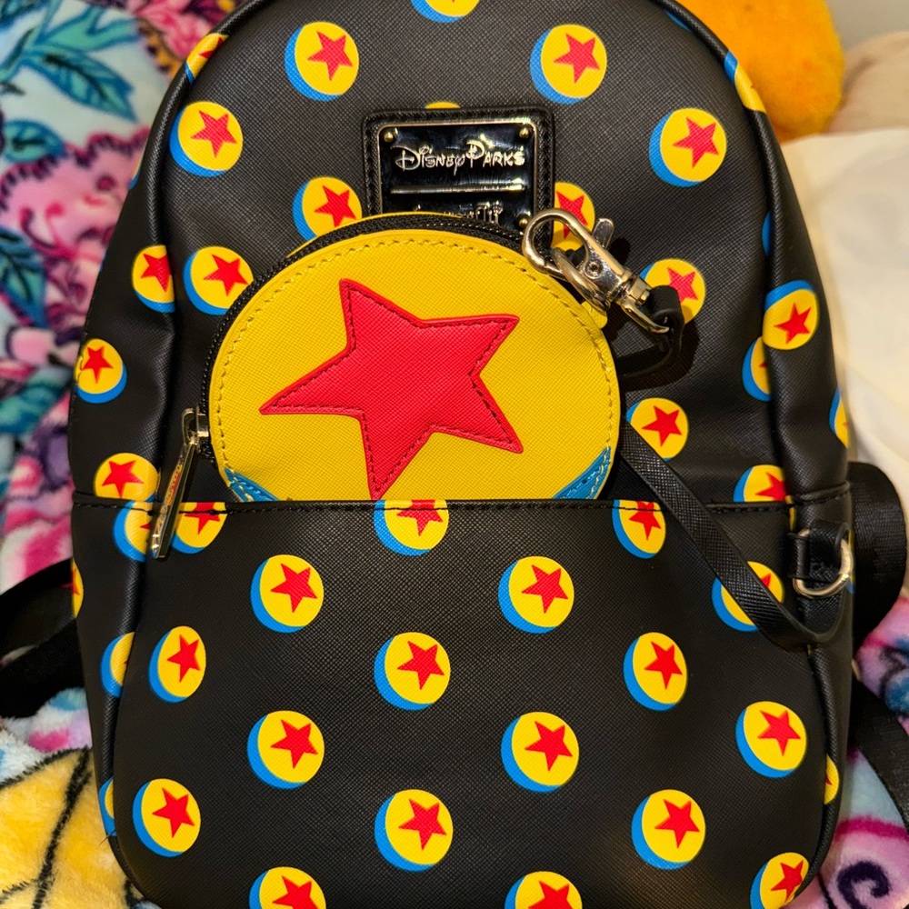 Disney Parks Pixar Ball Mini Loungefly Backpack And Attached Coin Purse View 3